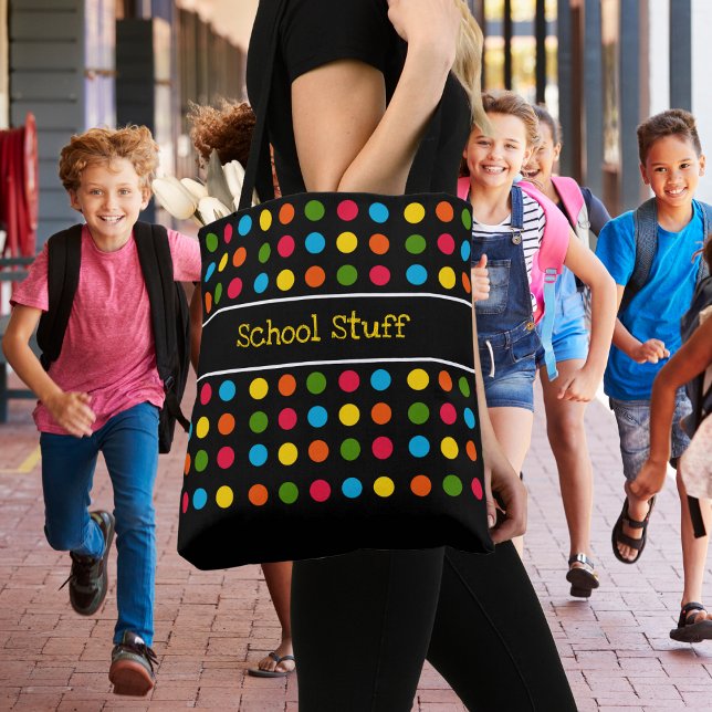 Black | Red Blue Green Yellow Orange Polka Dot Tote Bag (Creator Uploaded)