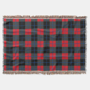 Black Red Blue Plaid Check Throw Blanket Vintage