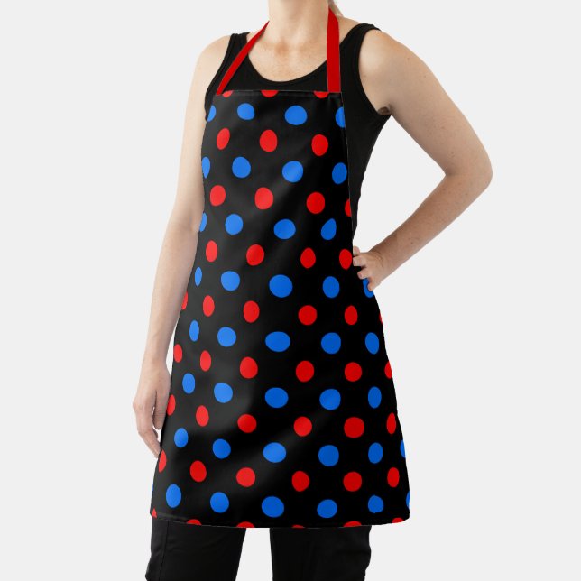 Black Red Blue Polka Dots Design  Apron (Insitu)