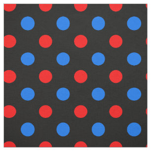 Black Red Blue Polka Dots Design Fabric