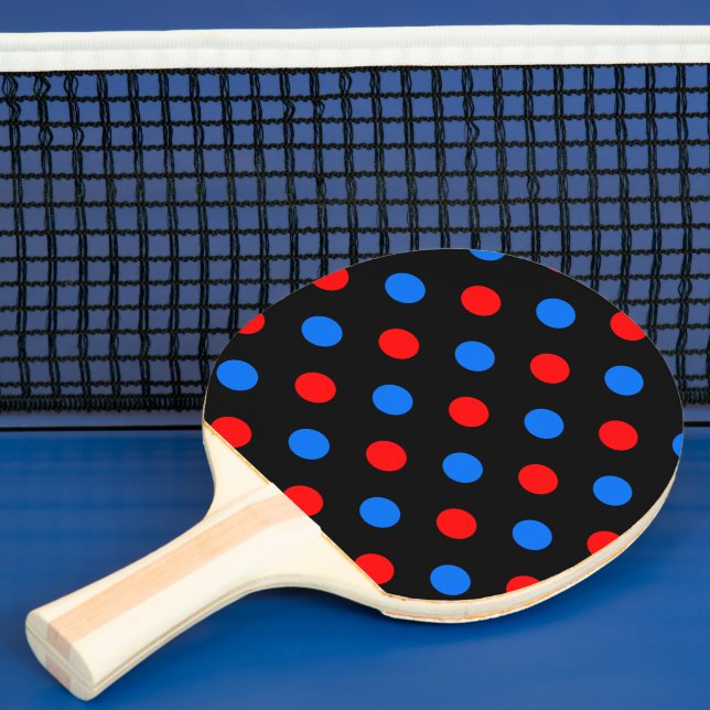 Black Red Blue Polka Dots Design  Ping Pong Paddle (Insitu)