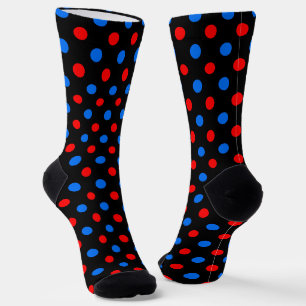 Black Red Blue Polka Dots Design Socks