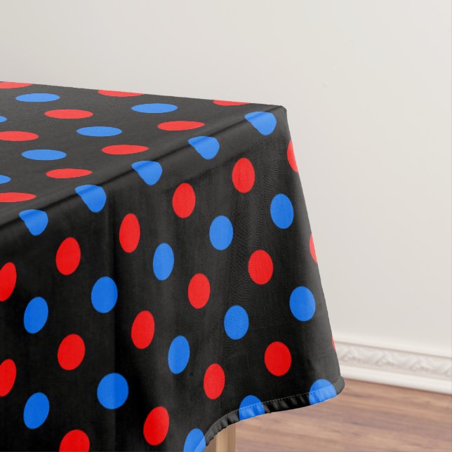 Black Red Blue Polka Dots Design  Tablecloth (In Situ)