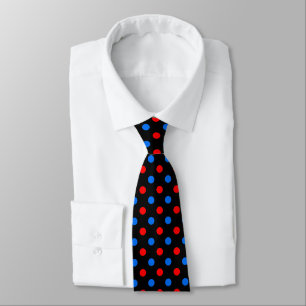 Black Red Blue Polka Dots Design  Tie