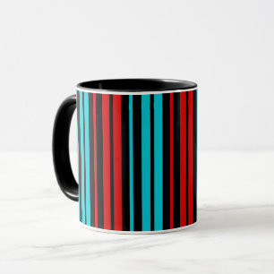 Black Red Blue Stripes Pattern   Mug