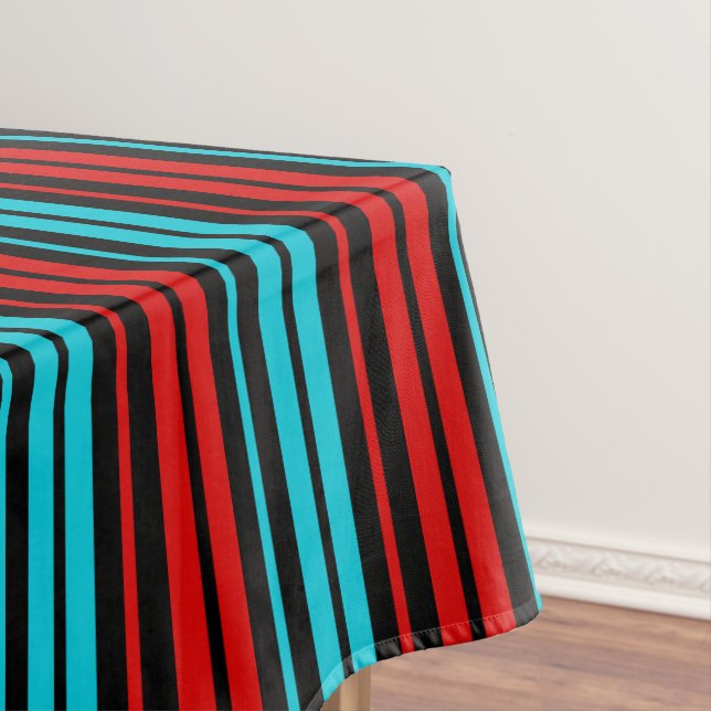 Black Red Blue Stripes Pattern   Tablecloth (In Situ)
