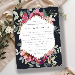BLACK RED BLUSH ROSE FLORAL DRIVE BY BABY SHOWER POSTCARD