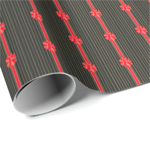 Black & Red Bow Wrapping Paper