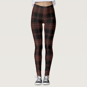Black, Red, Buccaneer Colours Tartan; Plaid Patter Leggings
