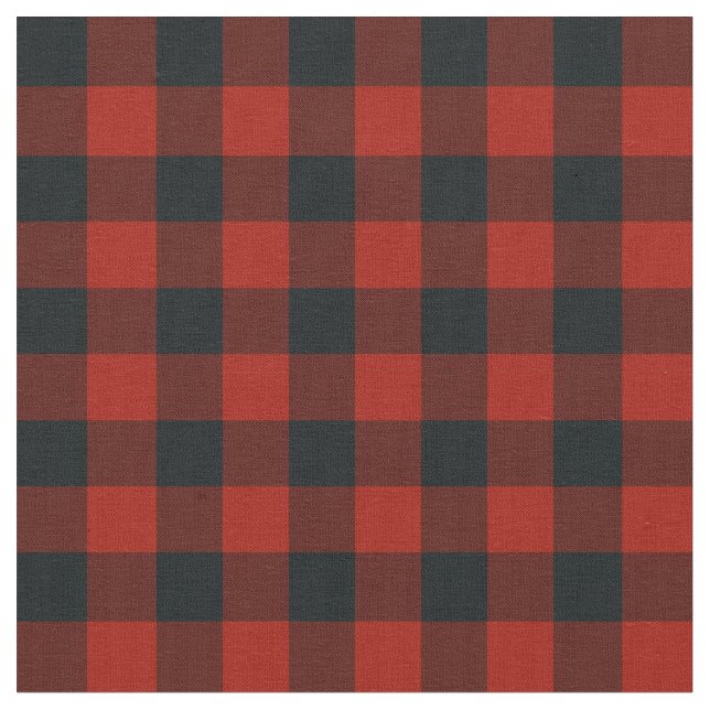 Black & Red Buffalo Chequered Plaid Rustic Fabric (Close Up)