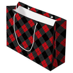 Black Red Buffalo Plaid Check Gift Bag