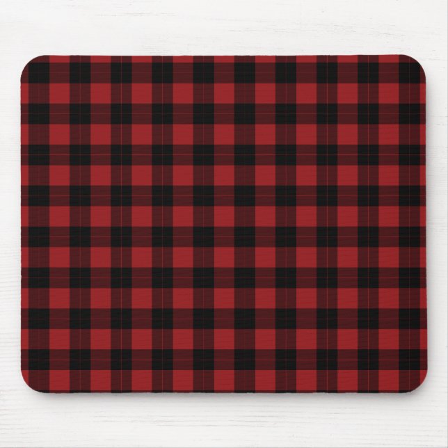 Black Red Buffalo Plaid Check Mouse Pad Gift (Front)