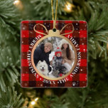 Black Red Buffalo Plaid Christmas 2 Photo Holiday Ceramic Ornament<br><div class="desc">Black Red Buffalo Plaid Christmas 2 Photo Holiday Ceramic Ornament</div>