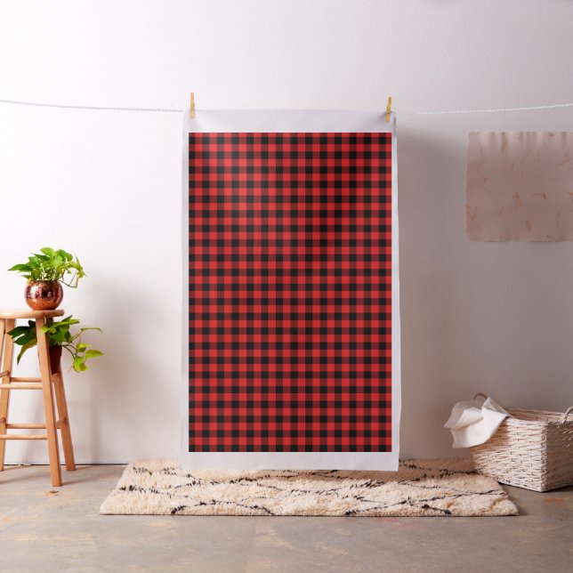 Black Red Buffalo Plaid Pattern | Lumberjack Fabric (In Situ)