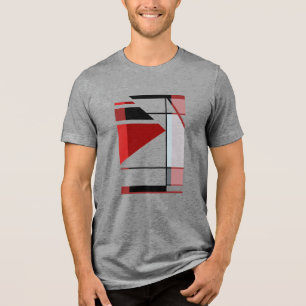 Black Red Burgundy MCM Look Geometric Small Design Tri-Blend Shirt