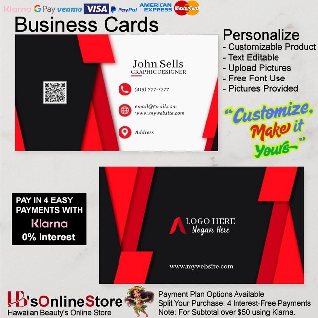 Black & Red Business Cards 36 Pack of 100 (Black & Red Business Cards 36 Pack of 100.)