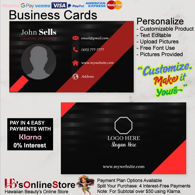 Black & Red Business Cards 37 Pack of 100 (Black & Red Business Cards 37 Pack of 100.)