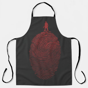 Black red cartoon man silhouette apron