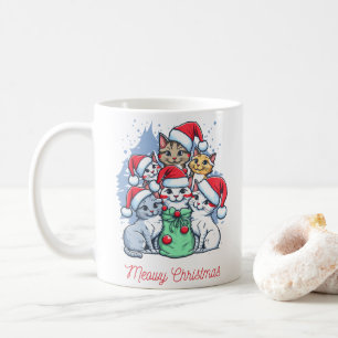 Black Red Cat Christmas  Coffee Mug