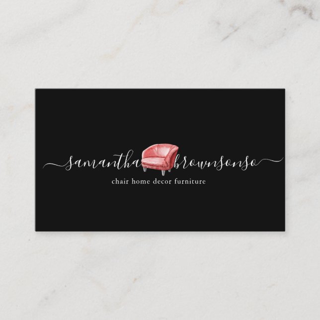 Black Red Chair Furniture Sofa Business Card (Front)