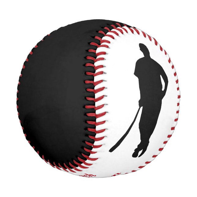 Black Red Champion Coach Personalised Baseball (Angled)
