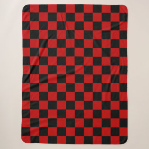 Black + Red Check Chequered Chequerboard Pattern Sherpa Blanket