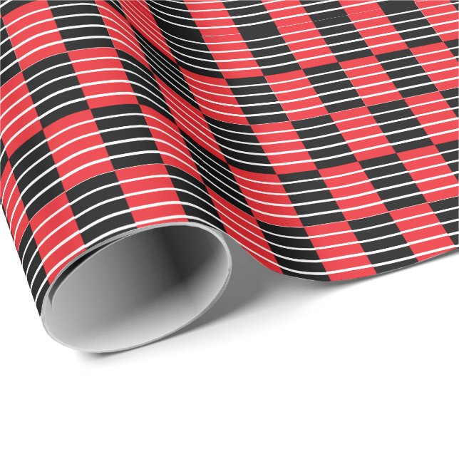 Black Red Checks and Stripes  Wrapping Paper (Roll Corner)