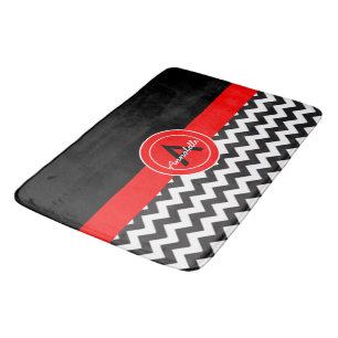 Black Red Chevron Bath Mat