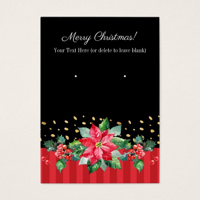 Black & Red Christmas Earring Cards (Front)