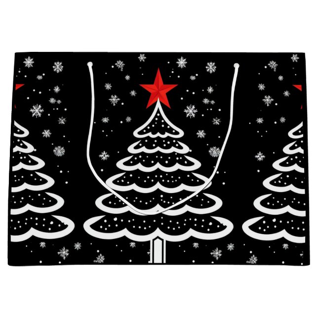 Black & Red Christmas Large Gift Bag (Front)