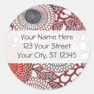 Black & Red Chrysanthemums Classic Round Sticker