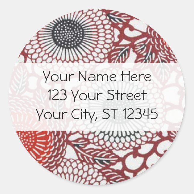 Black & Red Chrysanthemums Classic Round Sticker (Front)