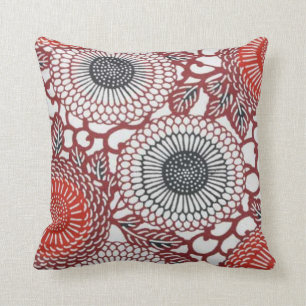 Black & Red Chrysanthemums Cushion