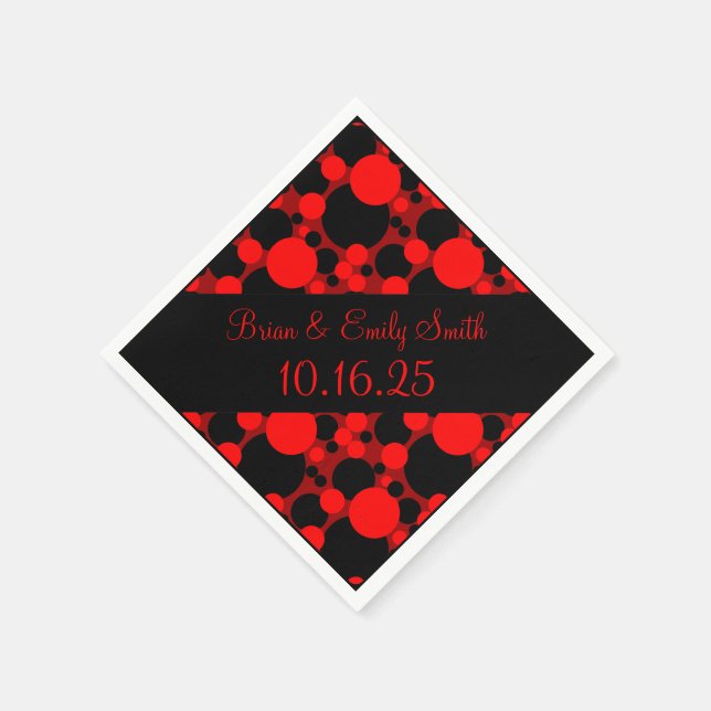 Black red circles customisable paper napkins (Corner)