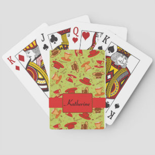Black & Red Coffee Cup Pattern Personalised Playing Cards