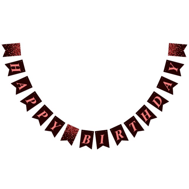 Black Red Confetti Happy Birthday Bunting Flags (All)
