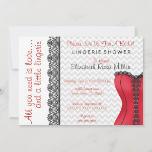 Black & Red Corset Lingerie Bridal Shower Invite