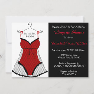 Black & Red Corset Lingerie Bridal Shower Invite