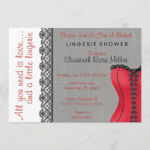 Black & Red Corset Lingerie Bridal Shower Invite