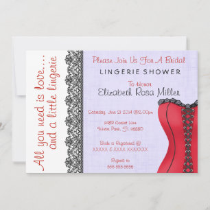 Black & Red Corset Lingerie Bridal Shower Invite