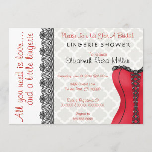 Black & Red Corset Lingerie Bridal Shower Invite