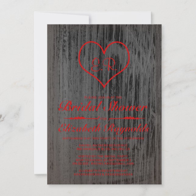 Black & Red Country Bridal Shower Invitations (Front)
