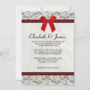 Black & Red Country Lace Wedding Invitations