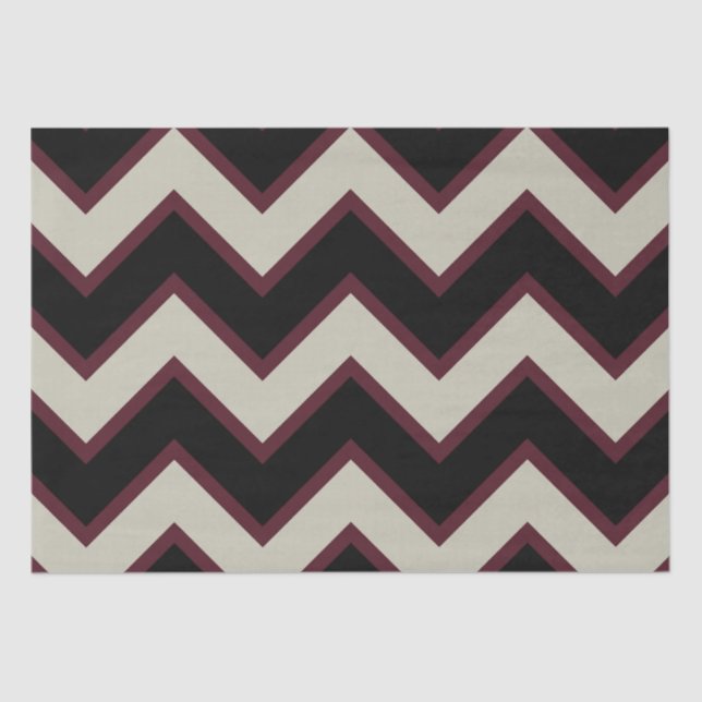 Black Red Cream Chevron Tissue Paper (Front)
