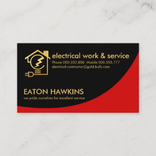 Black Red Curvature Letter-e Bulb Home Business Card