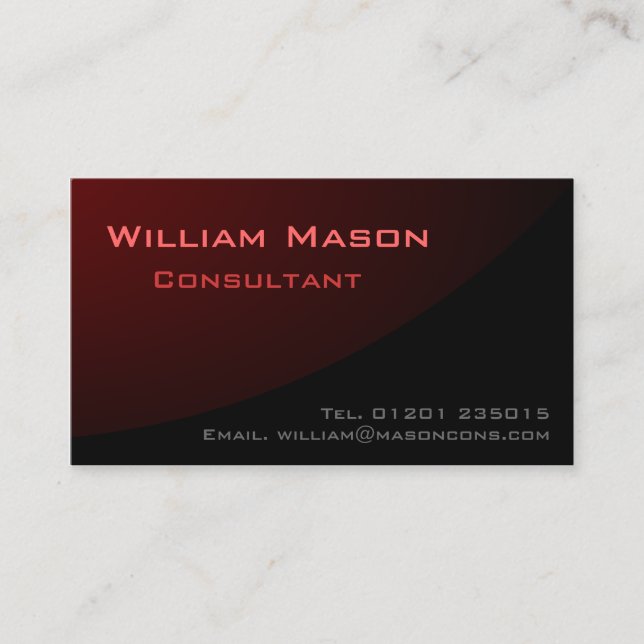 Black Red Curved, Professional Business Card (Front)