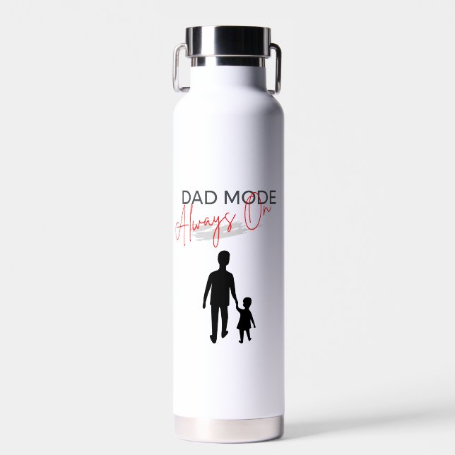 Black Red Dad Mode Always On Water Bottle (Front)