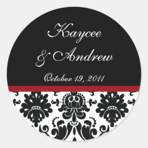 Black & Red Damask Wedding Sticker