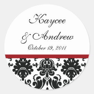 Black & Red Damask Wedding Sticker