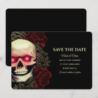 Black red dark moody gothic skull hallowedding